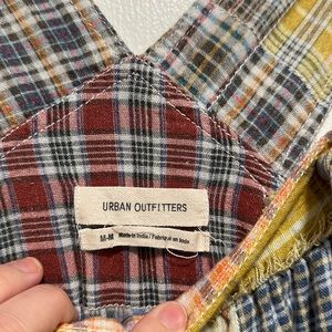 Urban Outfitters Plaid Medium Jumpsuit Romper green blue yellow orange